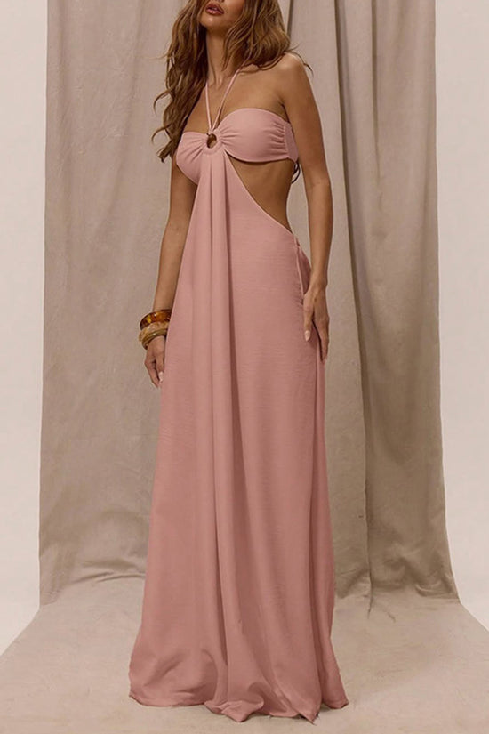 Halter Neck Cutout Wide-Leg Jumpsuit