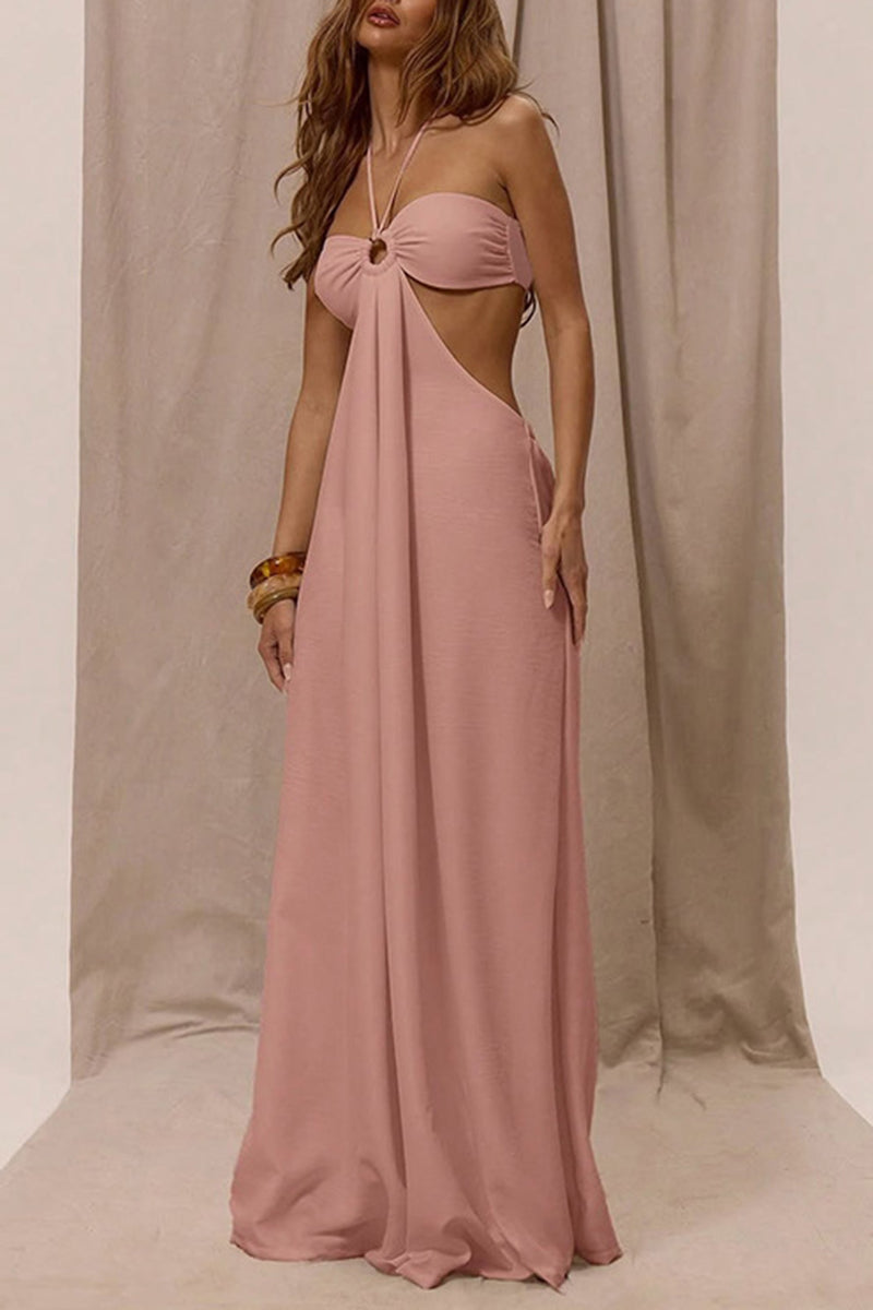 Halter Neck Cutout Wide-Leg Jumpsuit