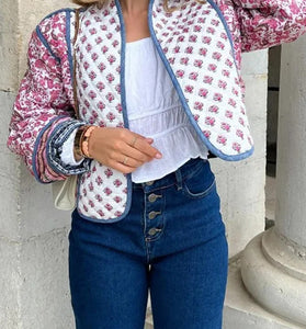 Bohemian Patterned Open Front Jacket