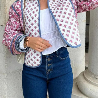 Bohemian Patterned Open Front Jacket