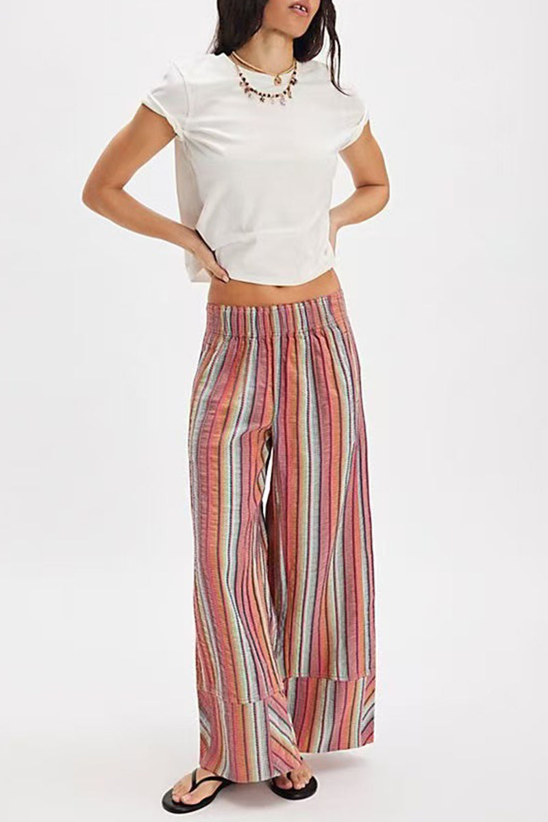 Striped Wide-Leg Casual Pants
