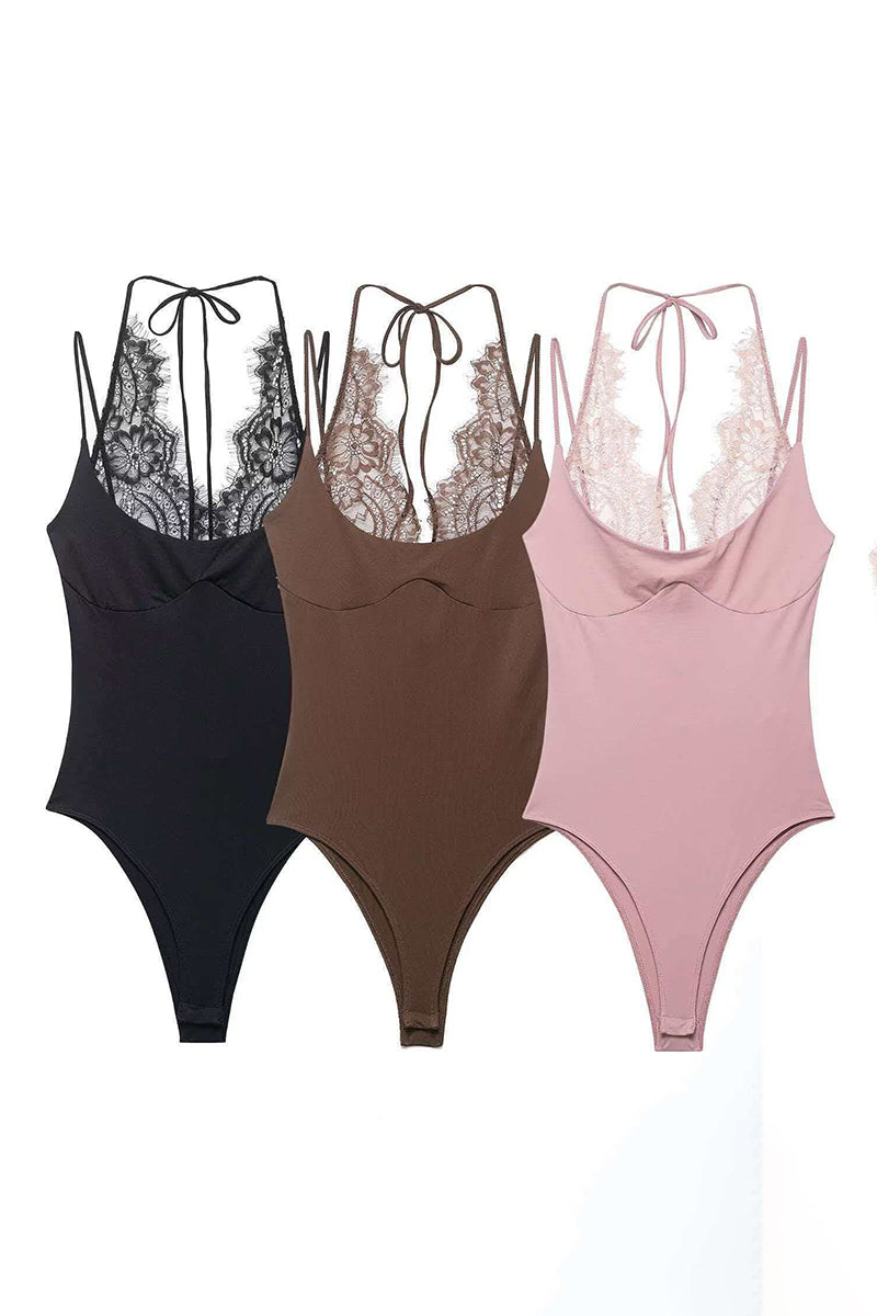 Elegant Lace Backless Bodysuit