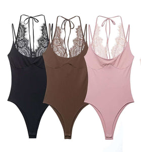 Elegant Lace Backless Bodysuit