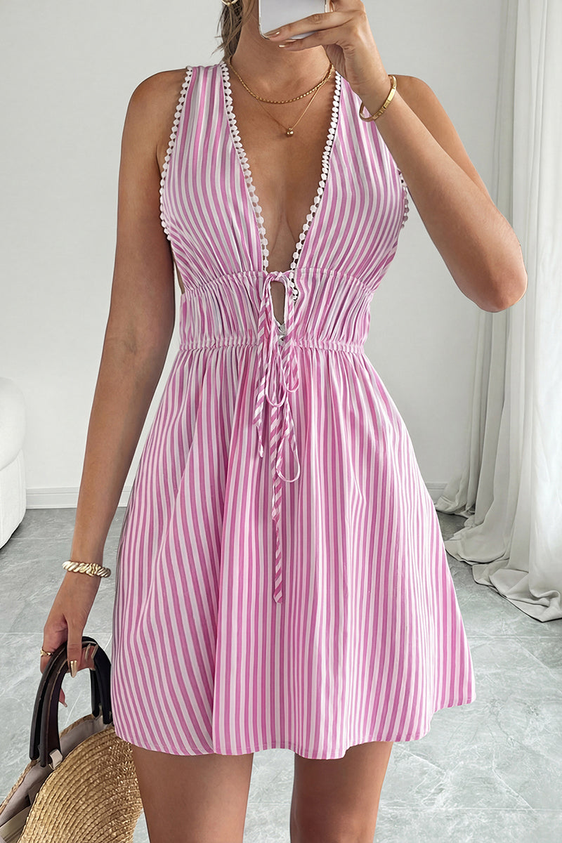 Striped Sleeveless Casual Dress