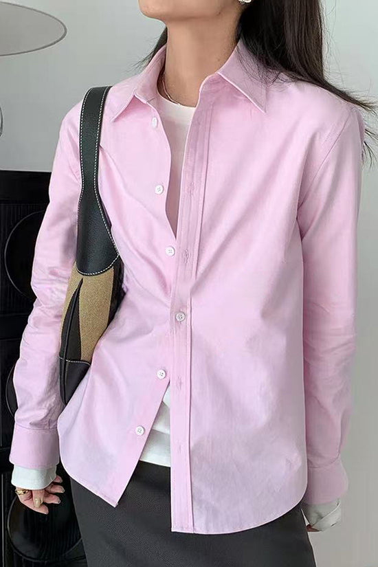 Elegant Long Sleeve Button-Up Blouse