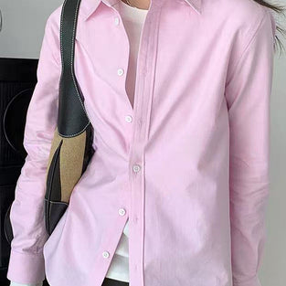 Elegant Long Sleeve Button-Up Blouse