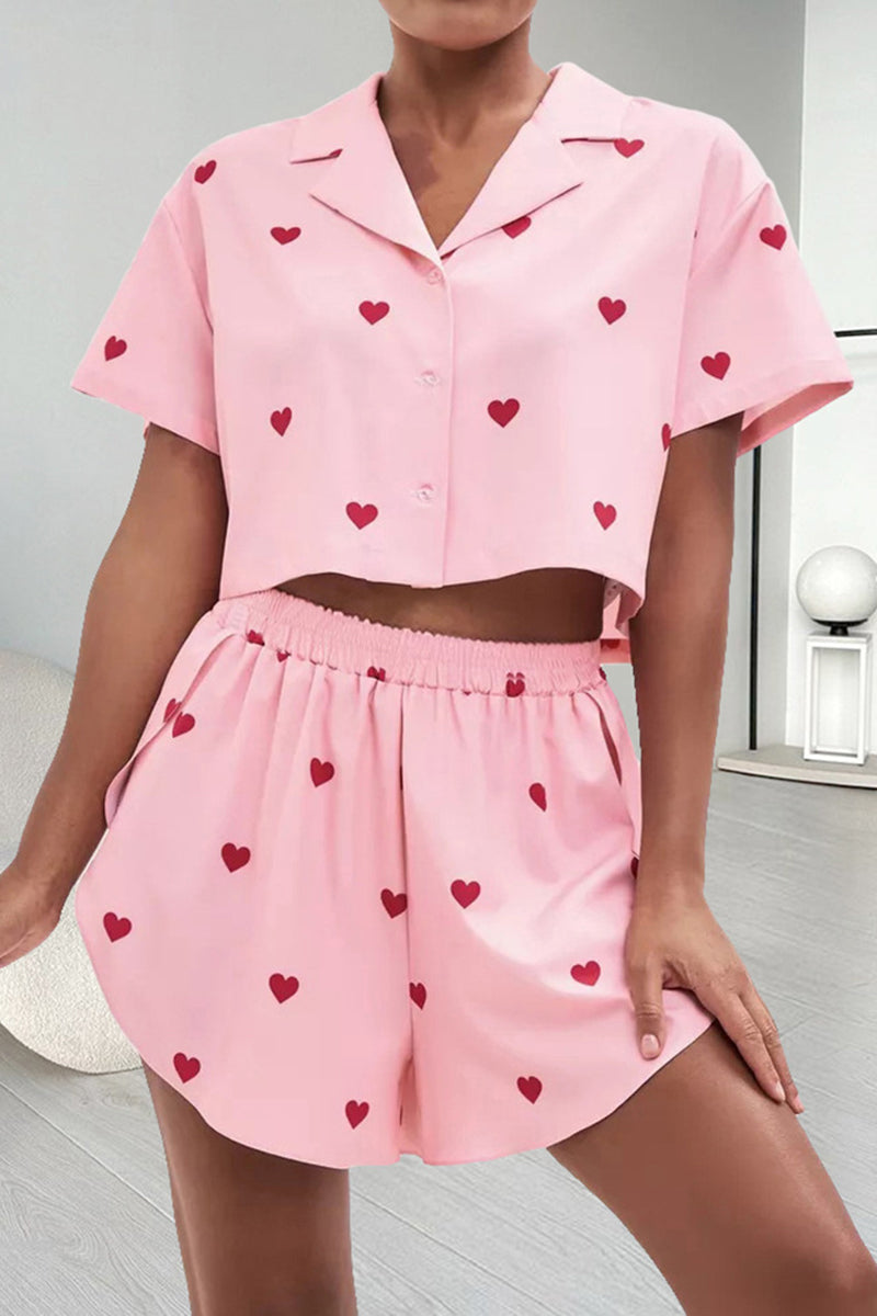 Heart Print Pajama Set