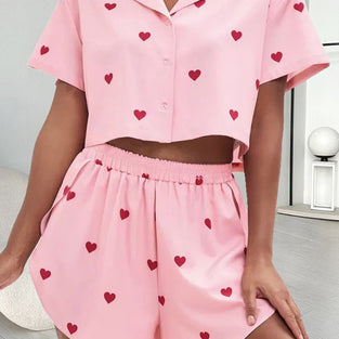 Heart Print Pajama Set
