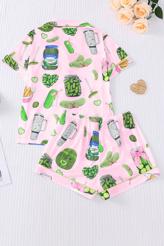 Fun Pickle Print Short Sleeve Pajama Set