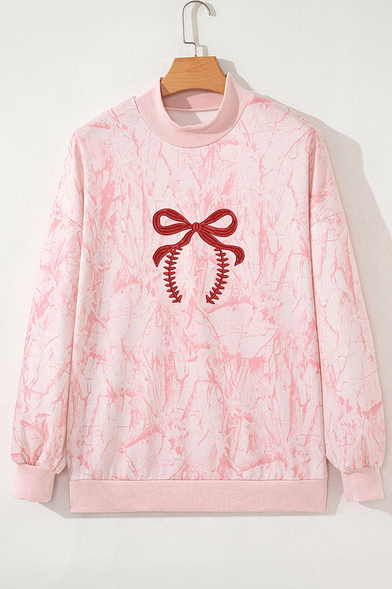 Tie Dye Camo Bow Mock Neck Sweatshirt
