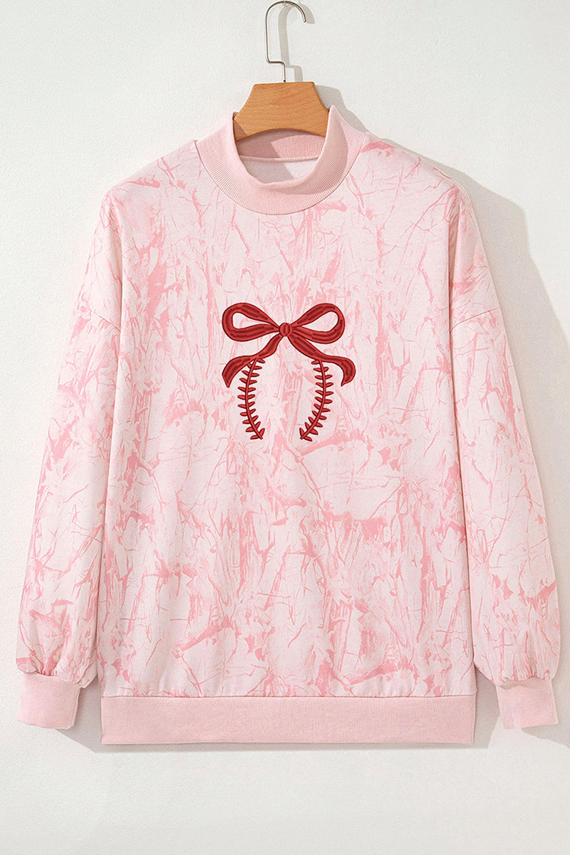 Tie Dye Camo Bow Mock Neck Sweatshirt