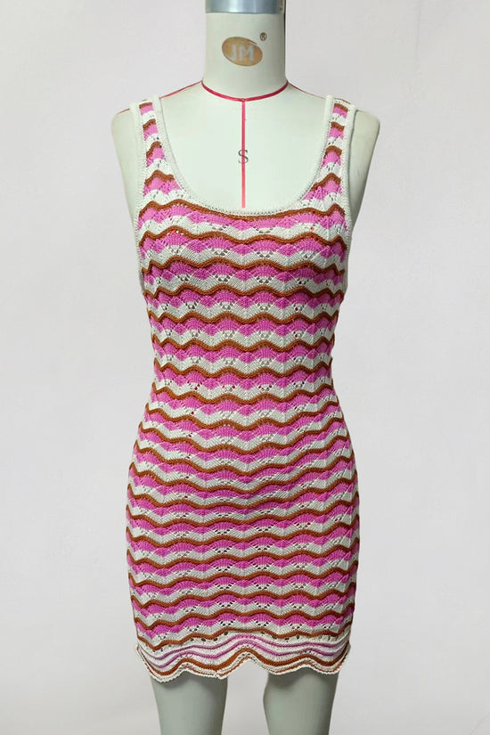 Wavy Stripe Sleeveless Casual Dress