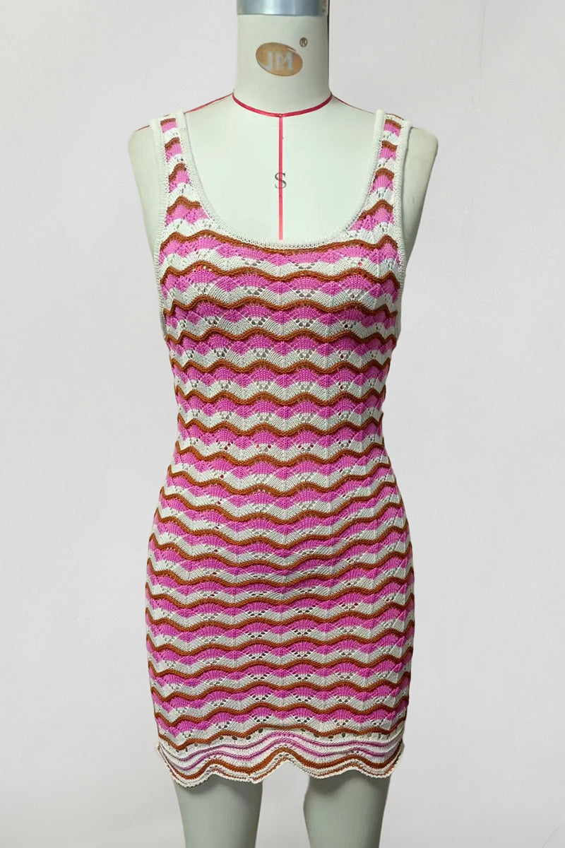 Wavy Stripe Sleeveless Casual Dress