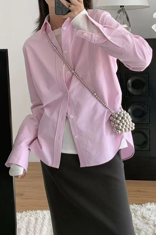 Elegant Long Sleeve Button-Up Blouse