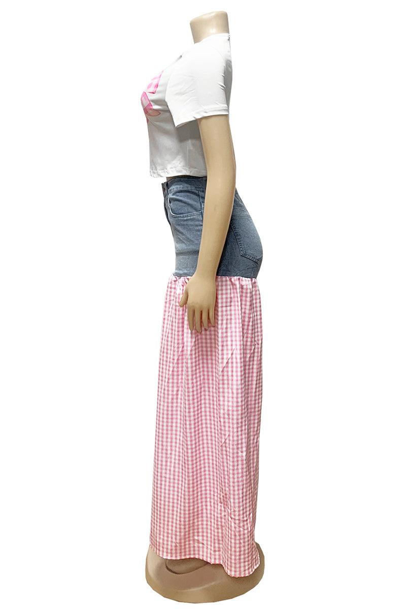 Chic Checkered Pants and Tee Set