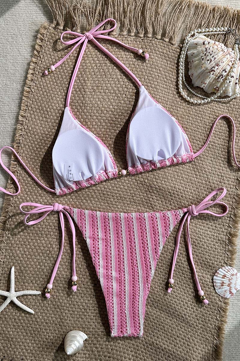 Striped Bikini Set with Tie Details