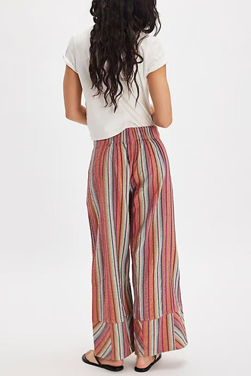 Striped Wide-Leg Casual Pants