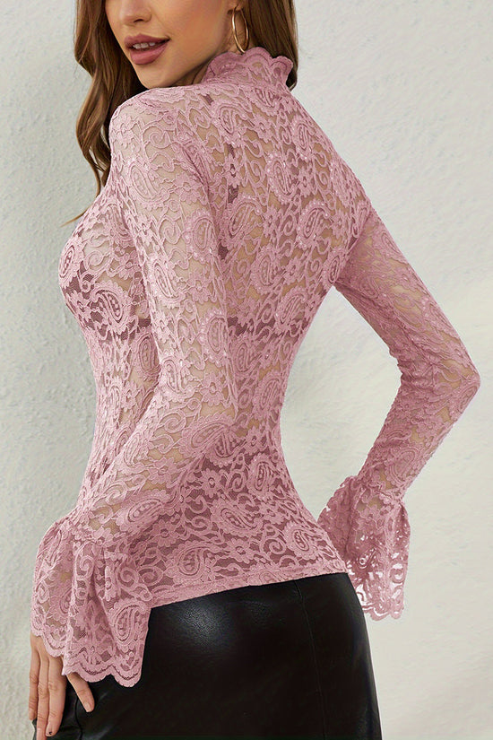 Elegant Lace Long Sleeve Bodycon Top