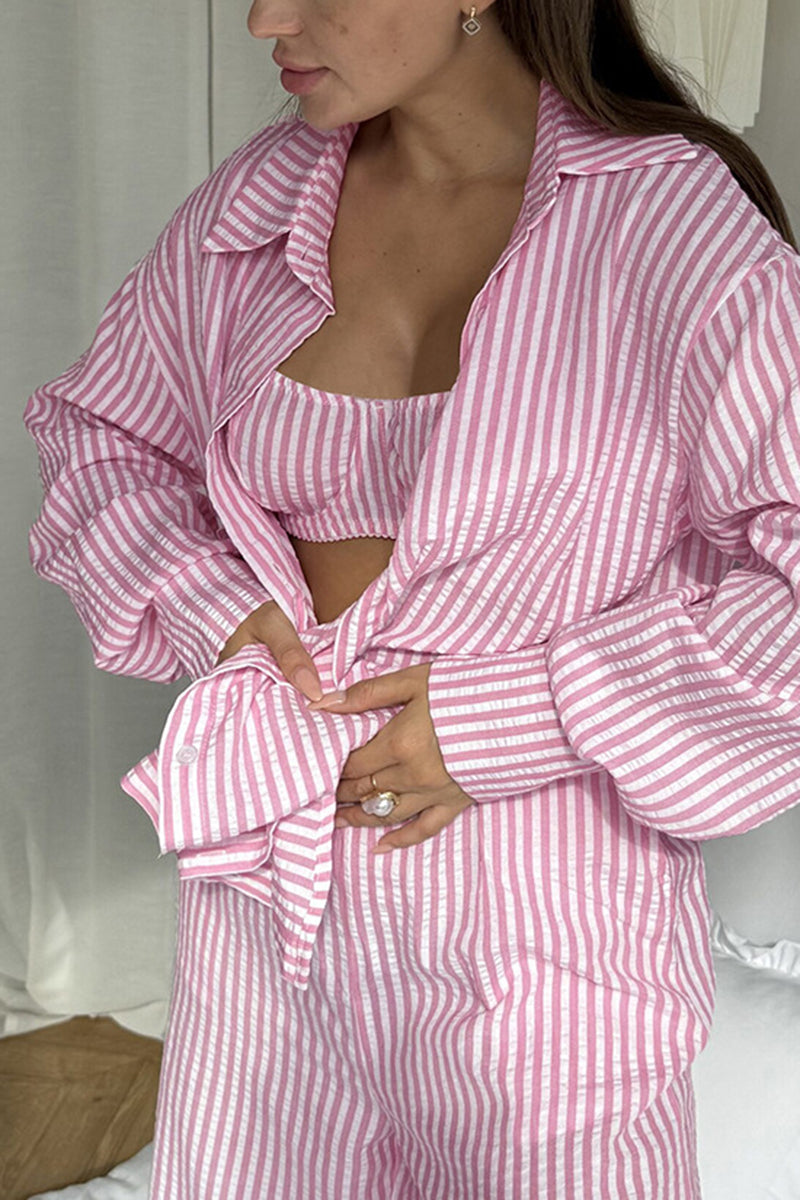 Striped Three-Piece Pajama Set