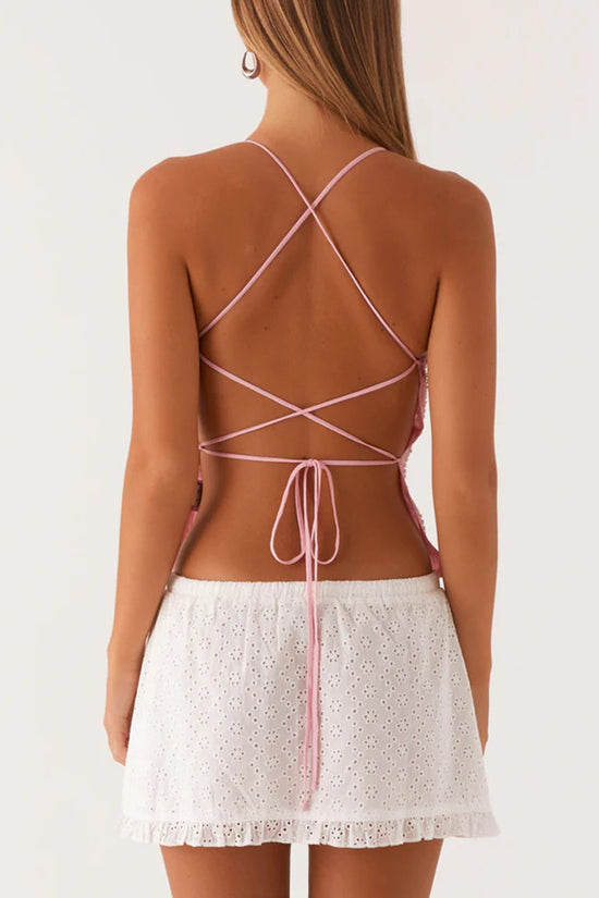 Floral Sequin Strappy Cami Top