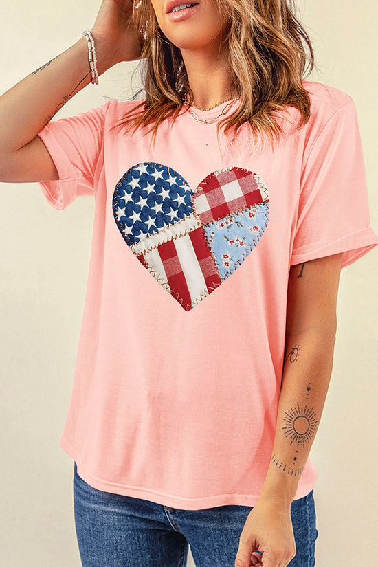 Patriotic Heart Patchwork Printed Tee