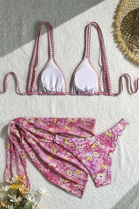 Floral Triangle Bikini with Sarong Set