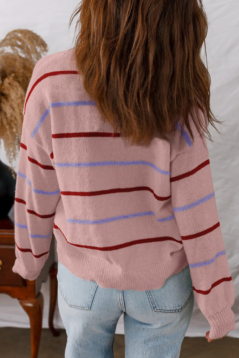 Casual Striped Knit Sweater