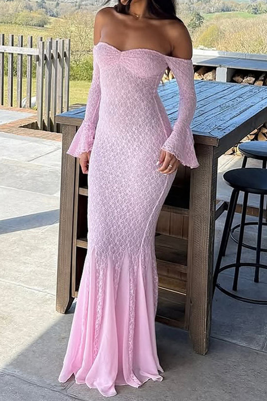 Off-Shoulder Lace Bodycon Maxi Dress