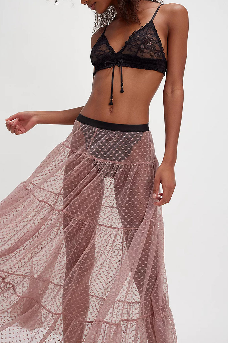 Sheer Layered Midi Skirt