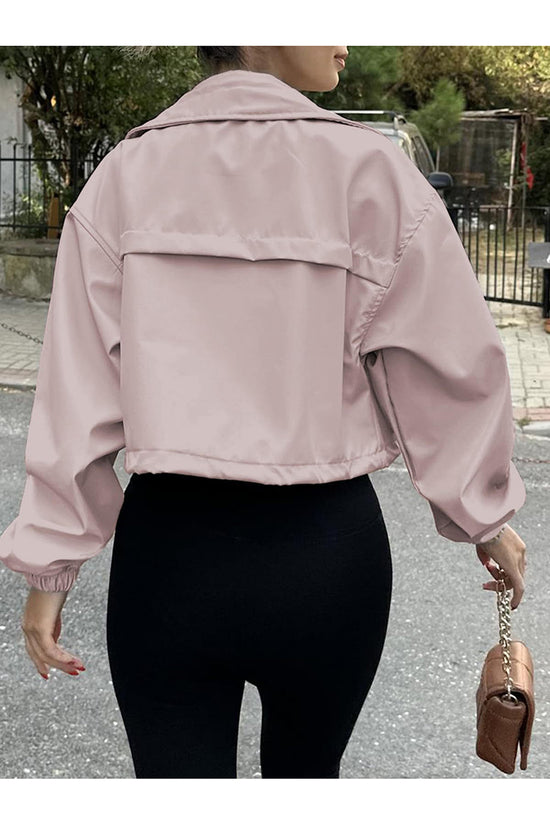 Cropped Zip-Up Drawstring Jacket