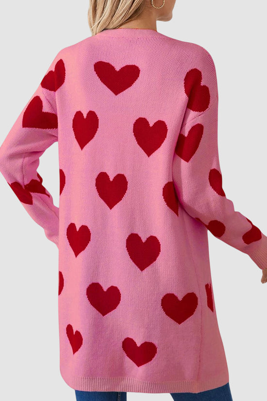 Heart Patterned Button-Up Cardigan