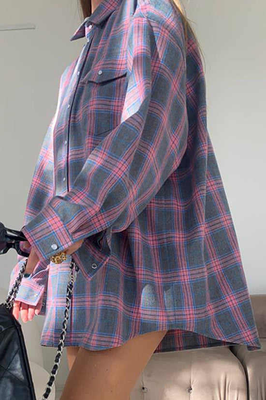 Plaid Oversized Button-Up Shirt