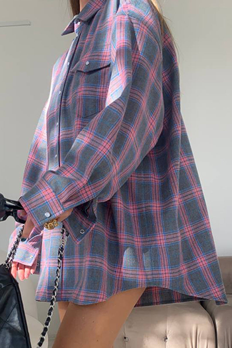 Plaid Oversized Button-Up Shirt
