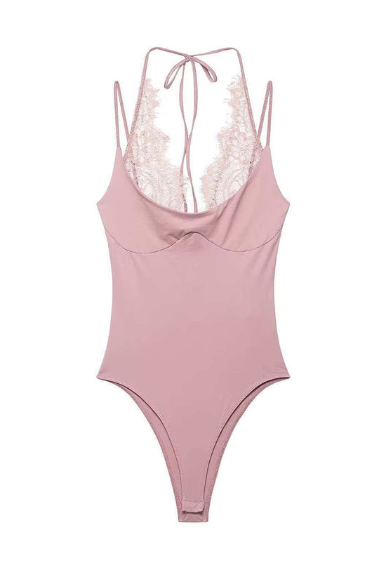Elegant Lace Backless Bodysuit
