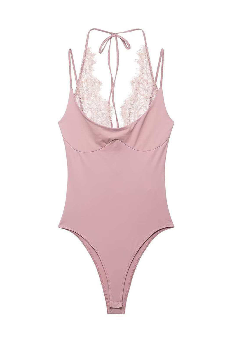 Elegant Lace Backless Bodysuit