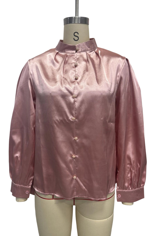 Elegant Puff Sleeve Button-Down Blouse