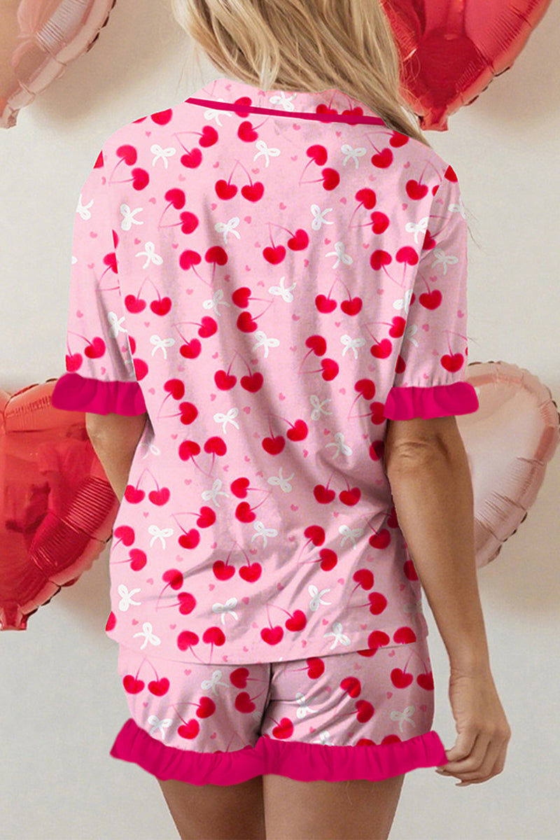 Cherry Print Short Sleeve Pajama Set