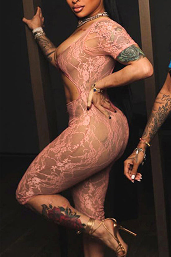 Elegant Cutout Lace Jumpsuit