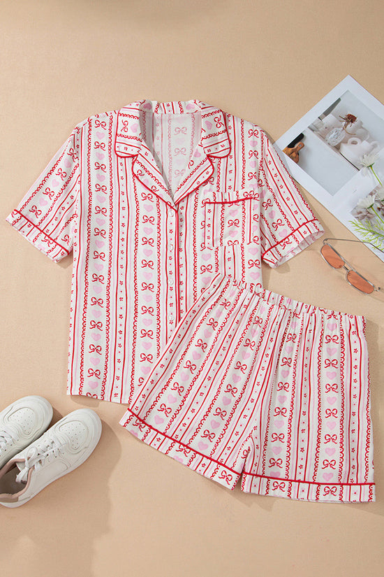 Stylish Bow Pattern Loungewear Set