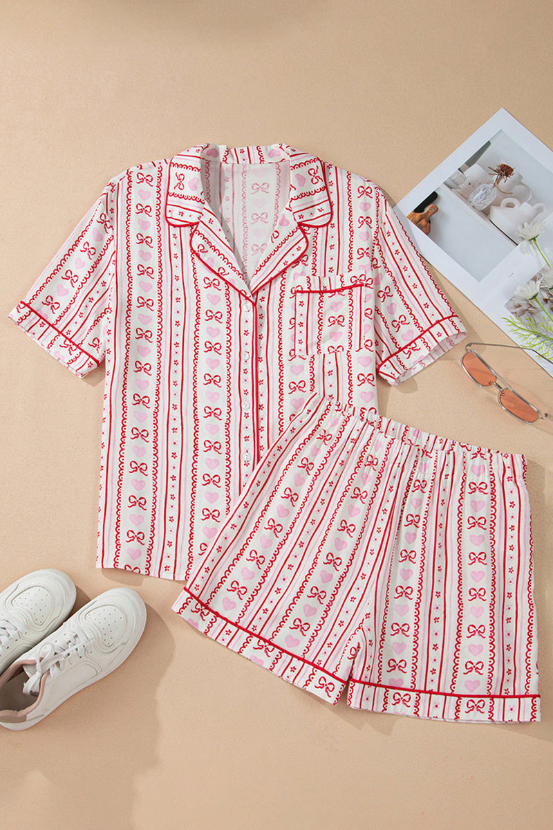 Stylish Bow Pattern Loungewear Set