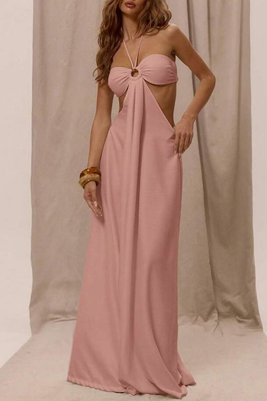 Halter Neck Cutout Wide-Leg Jumpsuit