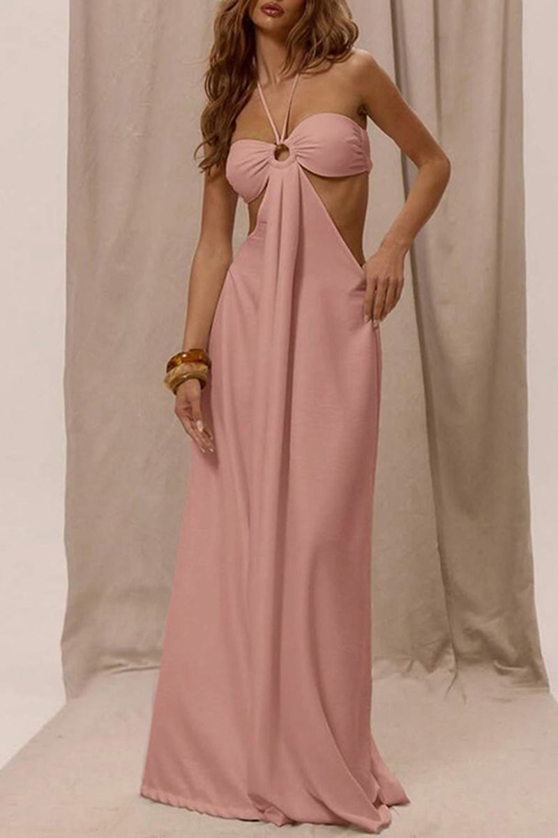 Halter Neck Cutout Wide-Leg Jumpsuit