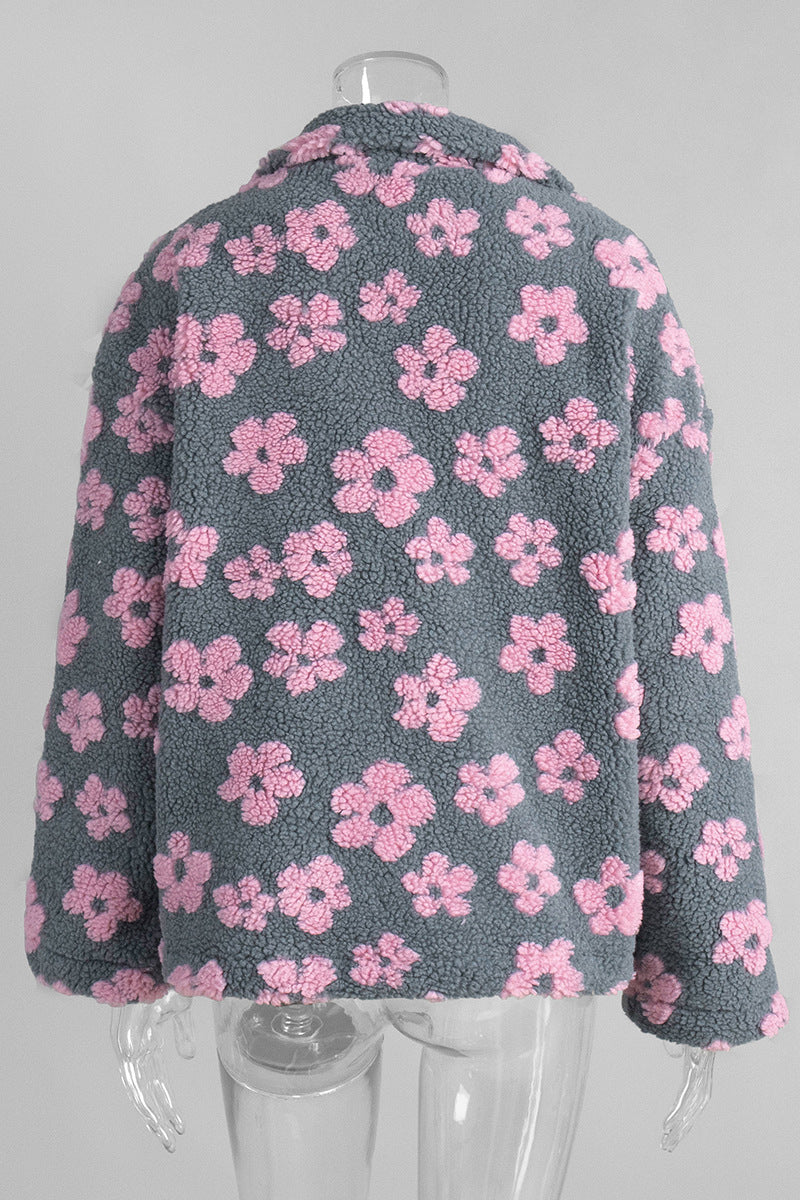 Floral Half-Zip Oversized Sweatshirt