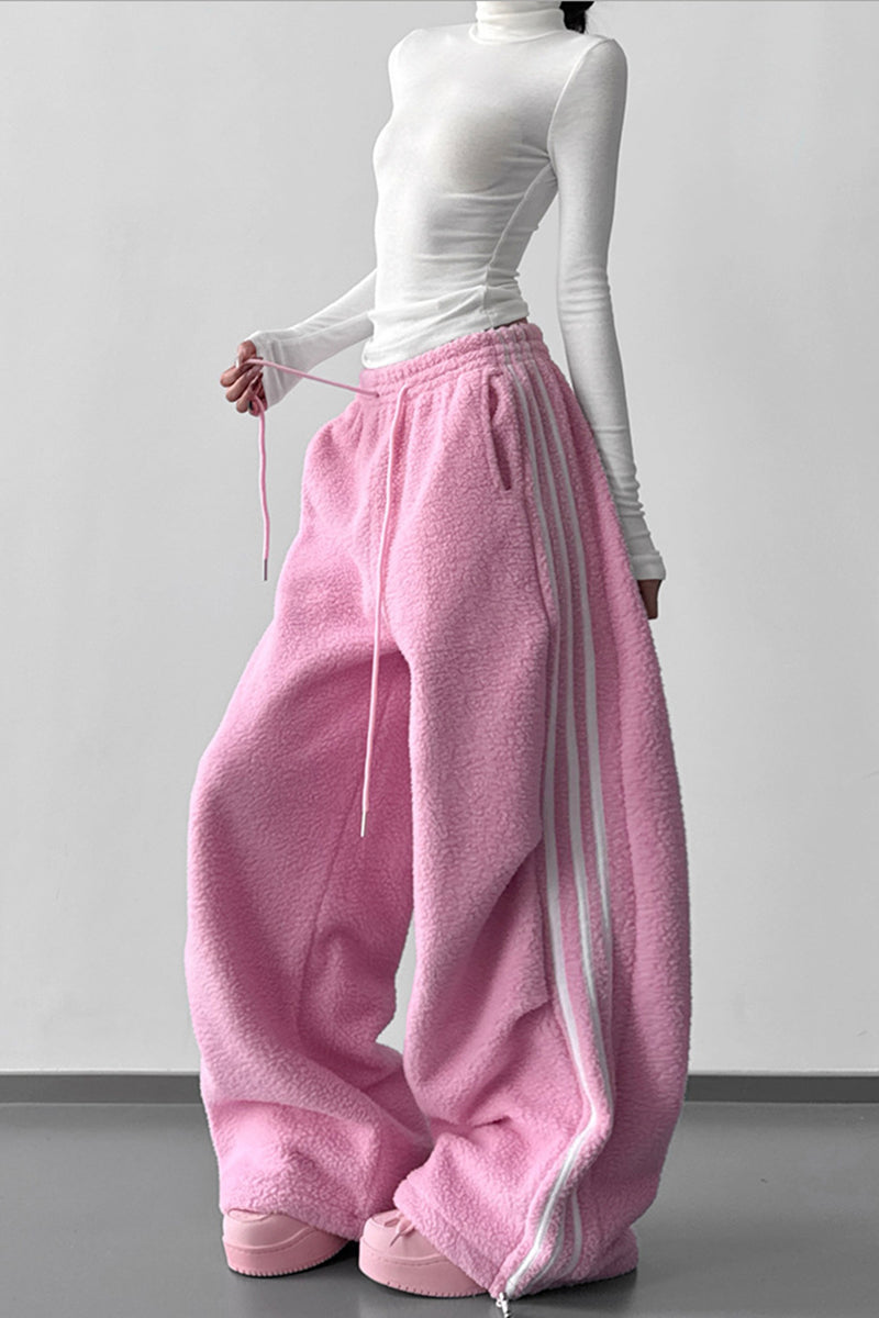Wide-Leg Drawstring Casual Pants