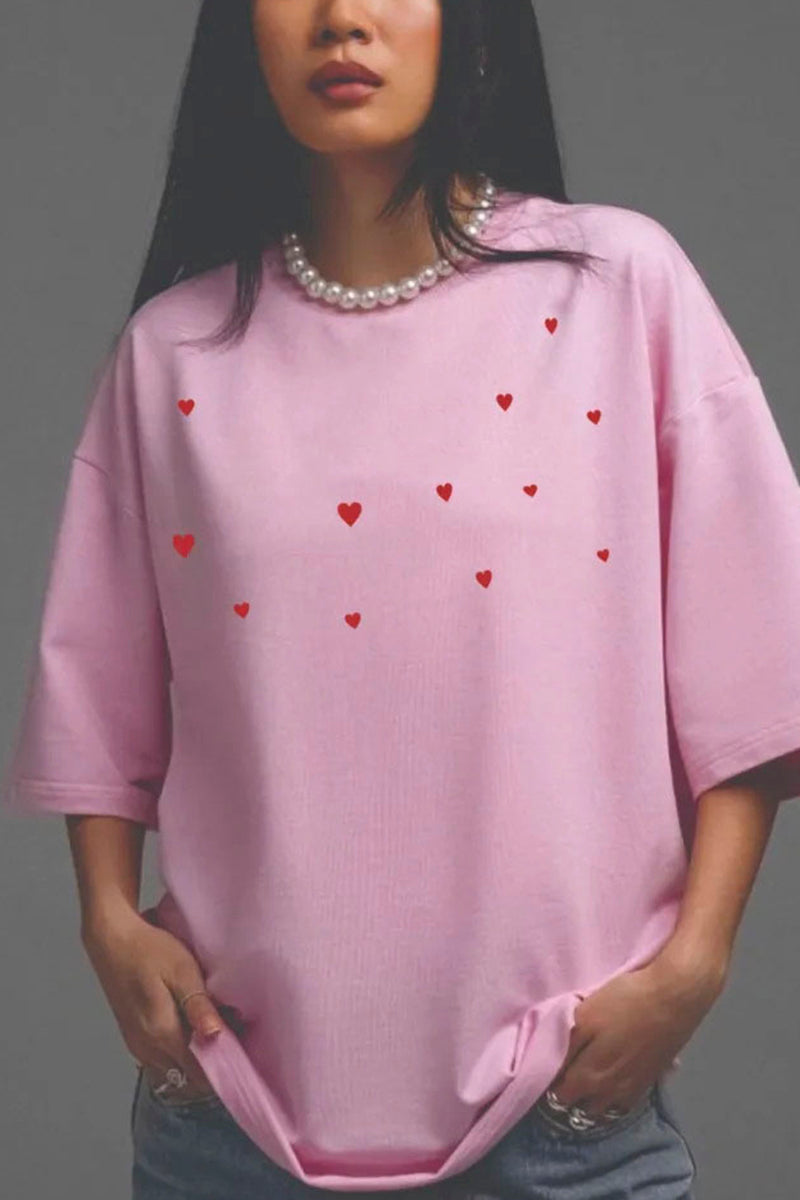 Heart Pattern Oversized T-Shirt