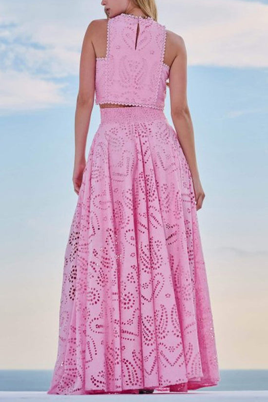 Elegant Patterned Two-Piece Skirt Set
