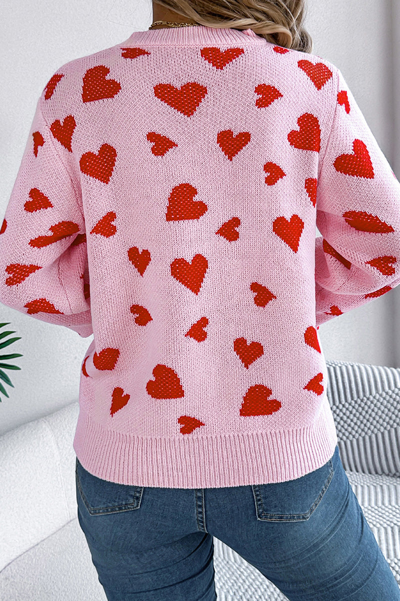 Heart Pattern Long Sleeve Sweater