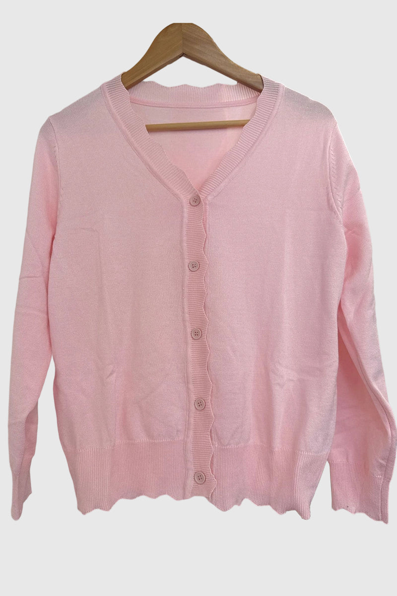 Scalloped Edge Button-Up Cardigan