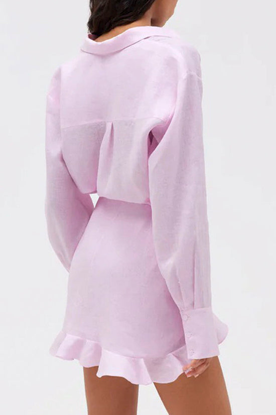 Collared Knot Front Casual Shirt Dress