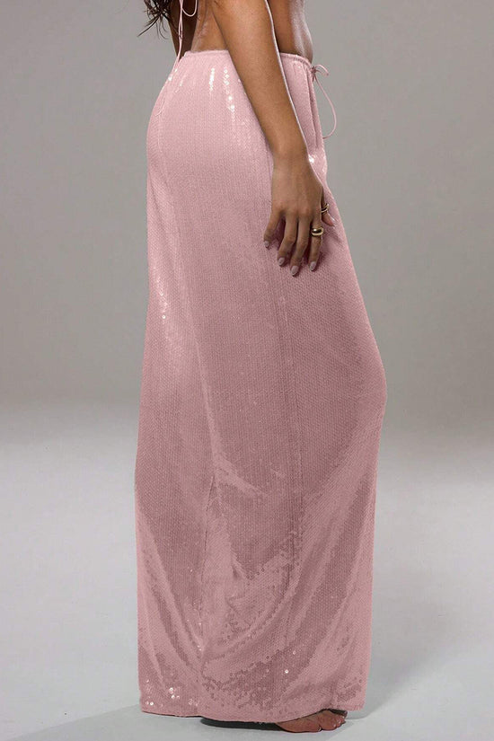Sparkly Wide-Leg Casual Pants